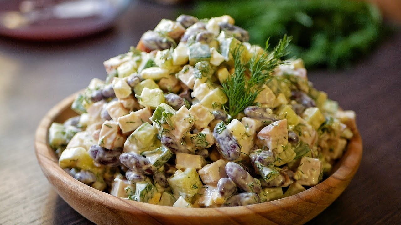 Салат с фасолью и курицей (4904) | Povkusu.com